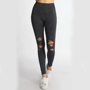 Seamless Vintage Dye Distressed Leggings